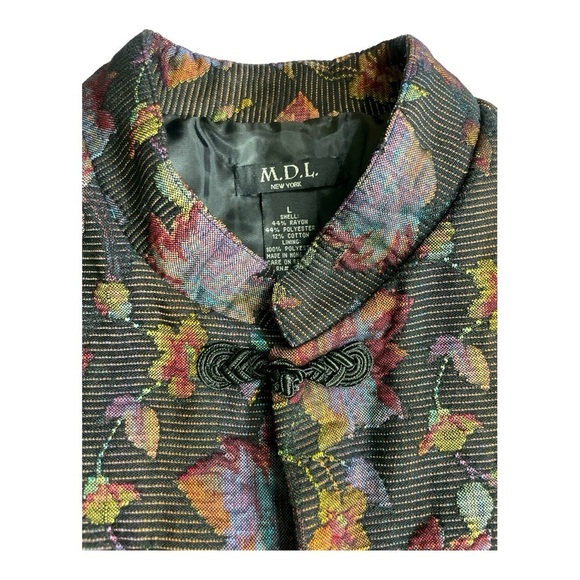 M.D.L. New York Ladies Brocade/Lined Jacket w/ Four Frog Closures - size L - Picture 6 of 9